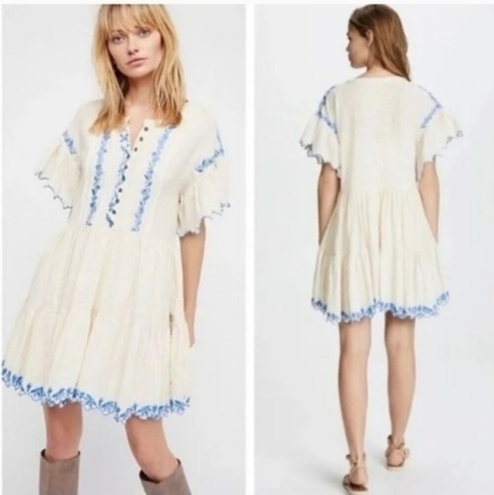 FREE PEOPLE Santiago Embroidered Mini Endless Summer Dress Small